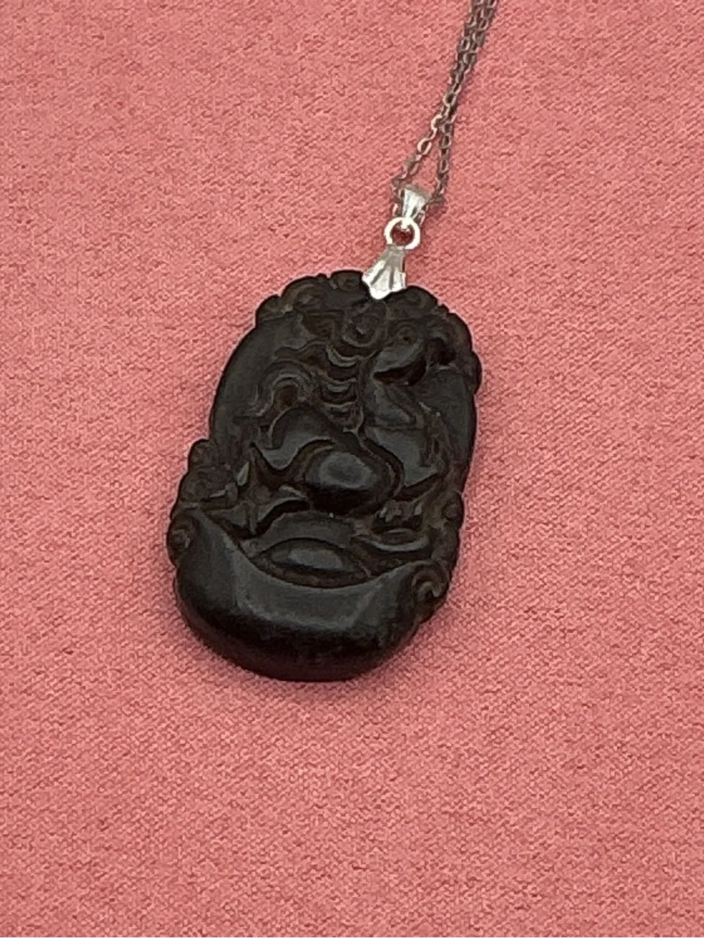Unisex Horse Jade Sterling 925 Necklace
